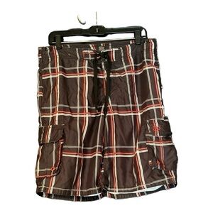 OP Swim Trunks Size Small 28-30 Black and Red with Pockets